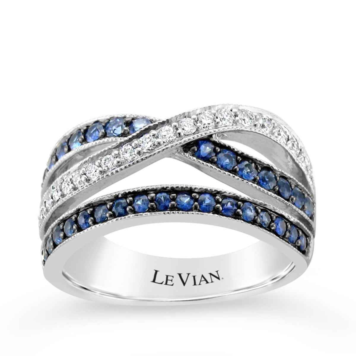 Le Vian Blueberry Sapphire & 1/5 ct. tw. Vanilla Diamond Crossover Ring in 14K Vanilla Gold