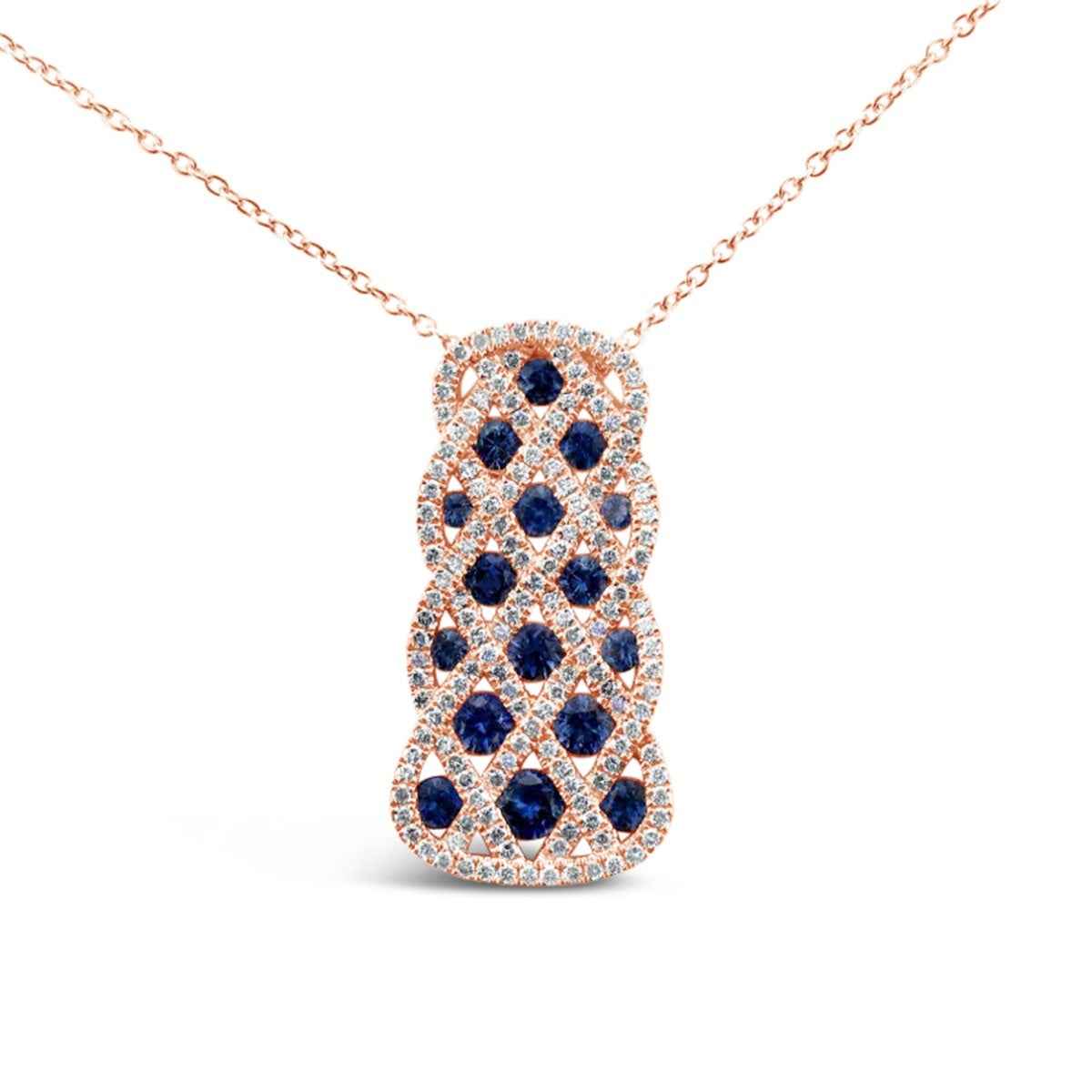 Le Vian Blueberry Sapphire & 3/8 ct. tw. Vanilla Diamond Lattice Pendant in 14K Strawberry Gold