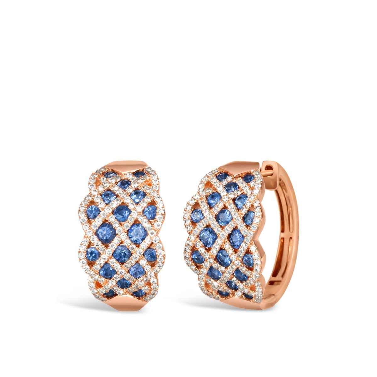 Le Vian Blueberry Sapphire & 3/4 ct. tw. Vanilla Diamond Lattice Hoop Earrings in 14K Strawberry Gold