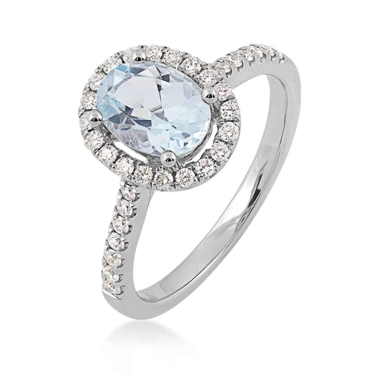 Le Vian Oval Sea Blue Aquamarine & 1/3 ct. tw. Vanilla Diamond Halo Ring in 14K Vanilla Gold front view