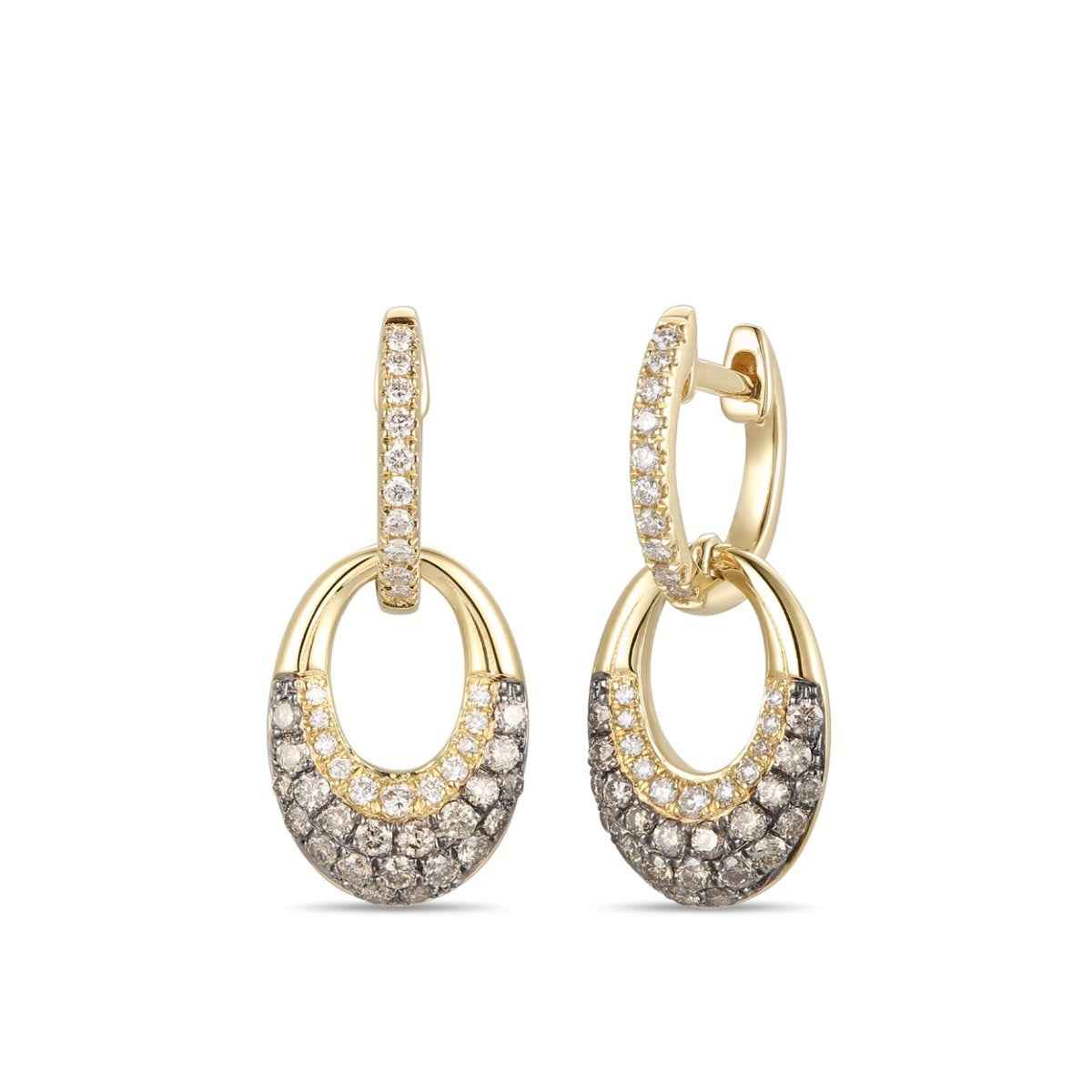 Le Vian Chocolatier 5/8 ct. tw. Chocolate & Vanilla Pave Diamond Drop Hoop Earrings in 14K Honey Gold