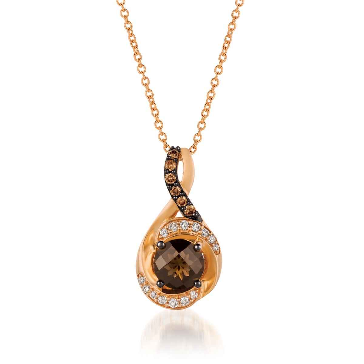 Le Vian Chocolatier Chocolate Quartz & 1/7 ct. tw. Vanilla & Chocolate Diamond Pendant in 14K Strawberry Gold