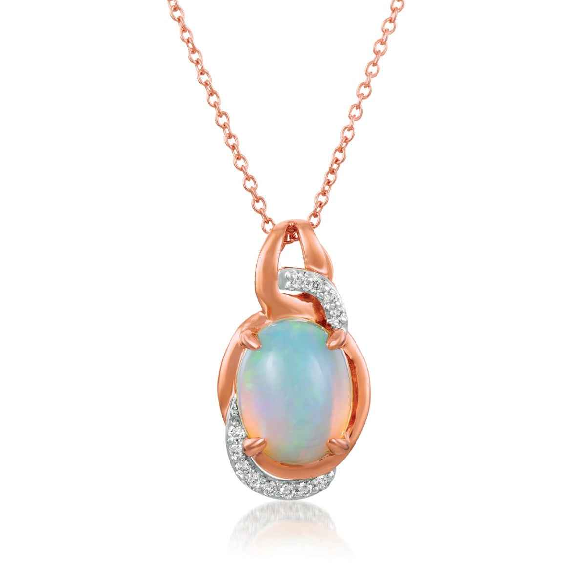 Le Vian Oval Neopolitan Opal & 1/15 ct. tw. Vanilla Diamond Twist Pendant in 14K Strawberry & Vanilla Gold