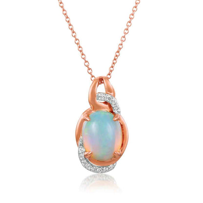 Le Vian Oval Neopolitan Opal & 1/15 ct. tw. Vanilla Diamond Twist Pendant in 14K Strawberry & Vanilla Gold