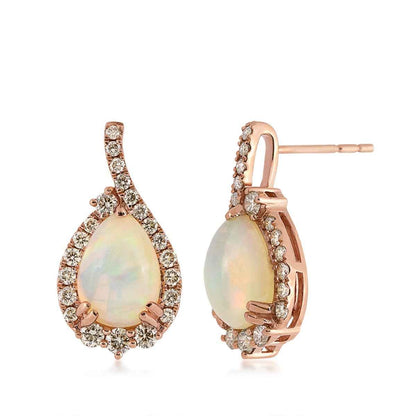 Le Vian Pear Neopolitan Opal & 5/8 ct. tw. Nude Diamond Halo Drop Earrings in 14K Strawberry Gold