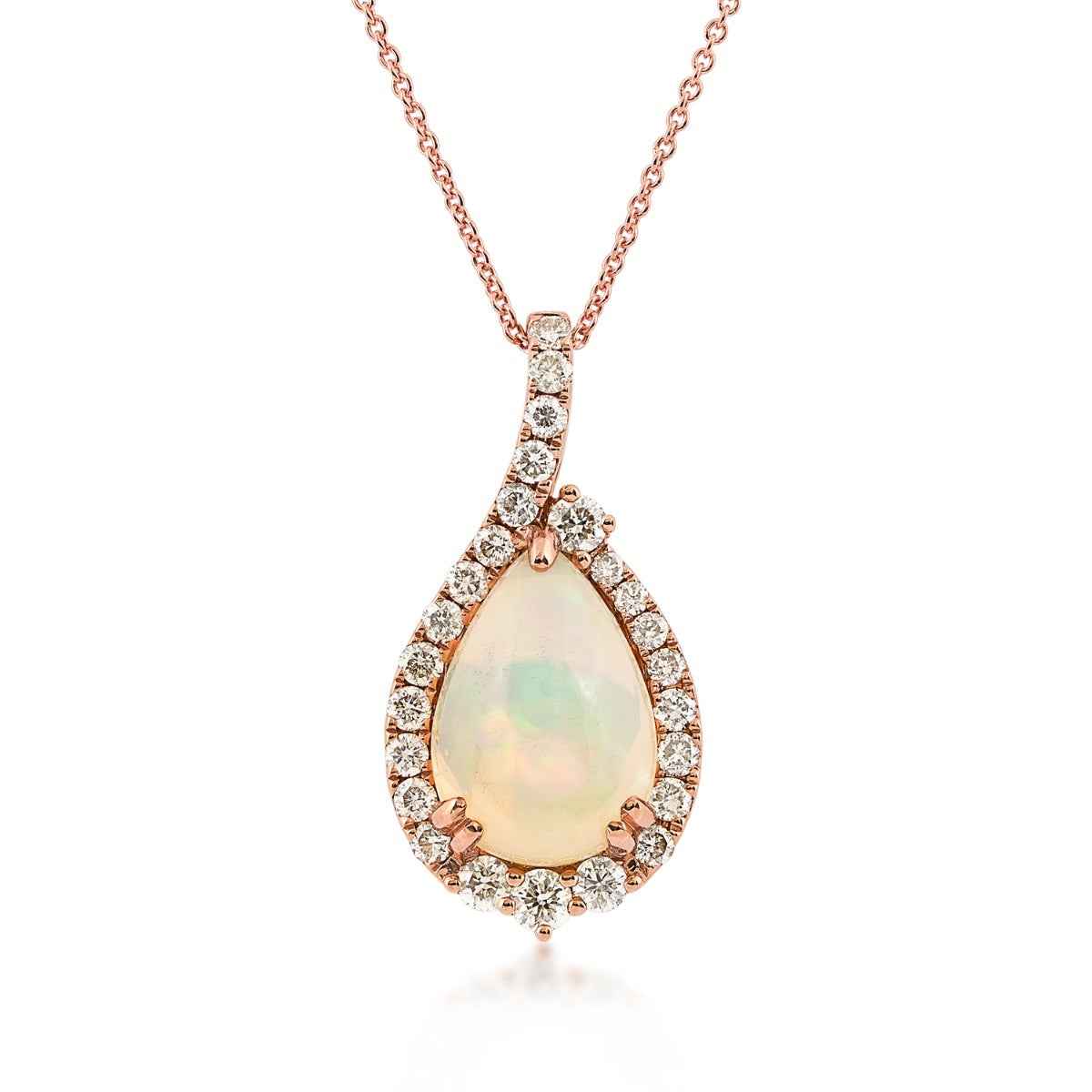 Le Vian Pear Neopolitan Opal & 5/8 ct. tw. Nude Diamond Halo Pendant in 14K Strawberry Gold
