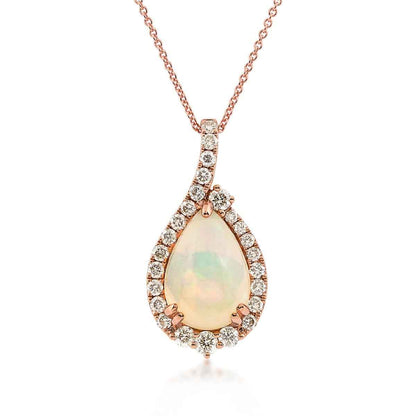Le Vian Pear Neopolitan Opal & 5/8 ct. tw. Nude Diamond Halo Pendant in 14K Strawberry Gold