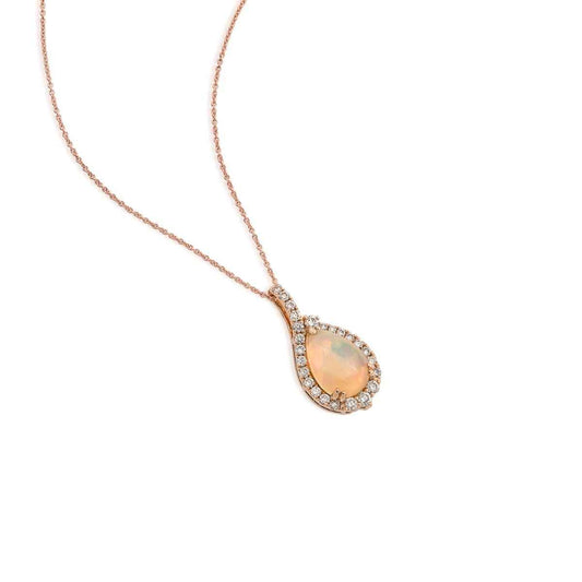 Le Vian Pear Neopolitan Opal & 5/8 ct. tw. Nude Diamond Halo Pendant in 14K Strawberry Gold front view