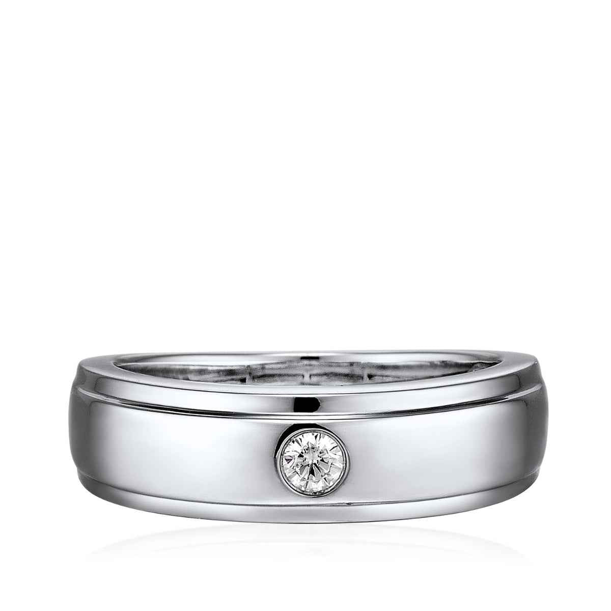 Men's 1/10 ct. tw. Diamond Ring with Step Edge in 10K White Gold front view