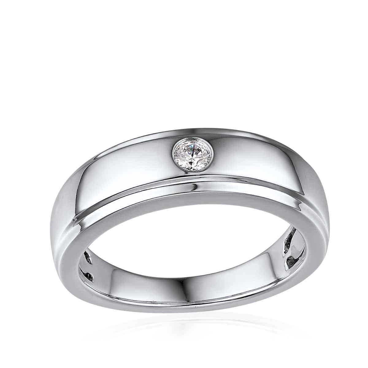 Men's 1/10 ct. tw. Diamond Ring with Step Edge in 10K White Gold