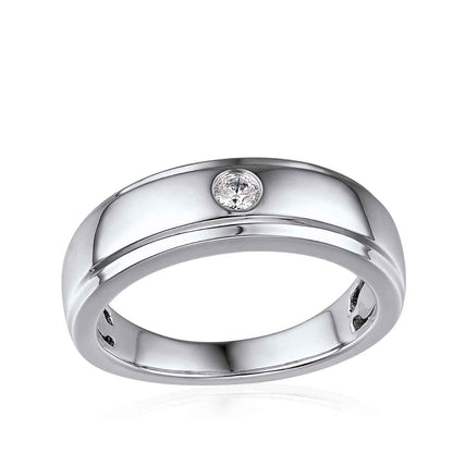 Men's 1/10 ct. tw. Diamond Ring with Step Edge in 10K White Gold