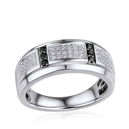 Men's 3/8 ct. tw. Treated Black & White Multirow Diamond Ring in 10K White Gold