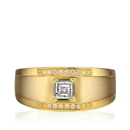 Men's 1/4 ct. tw. Princess Cut Diamond Ring in 10K White & Yellow Gold front view