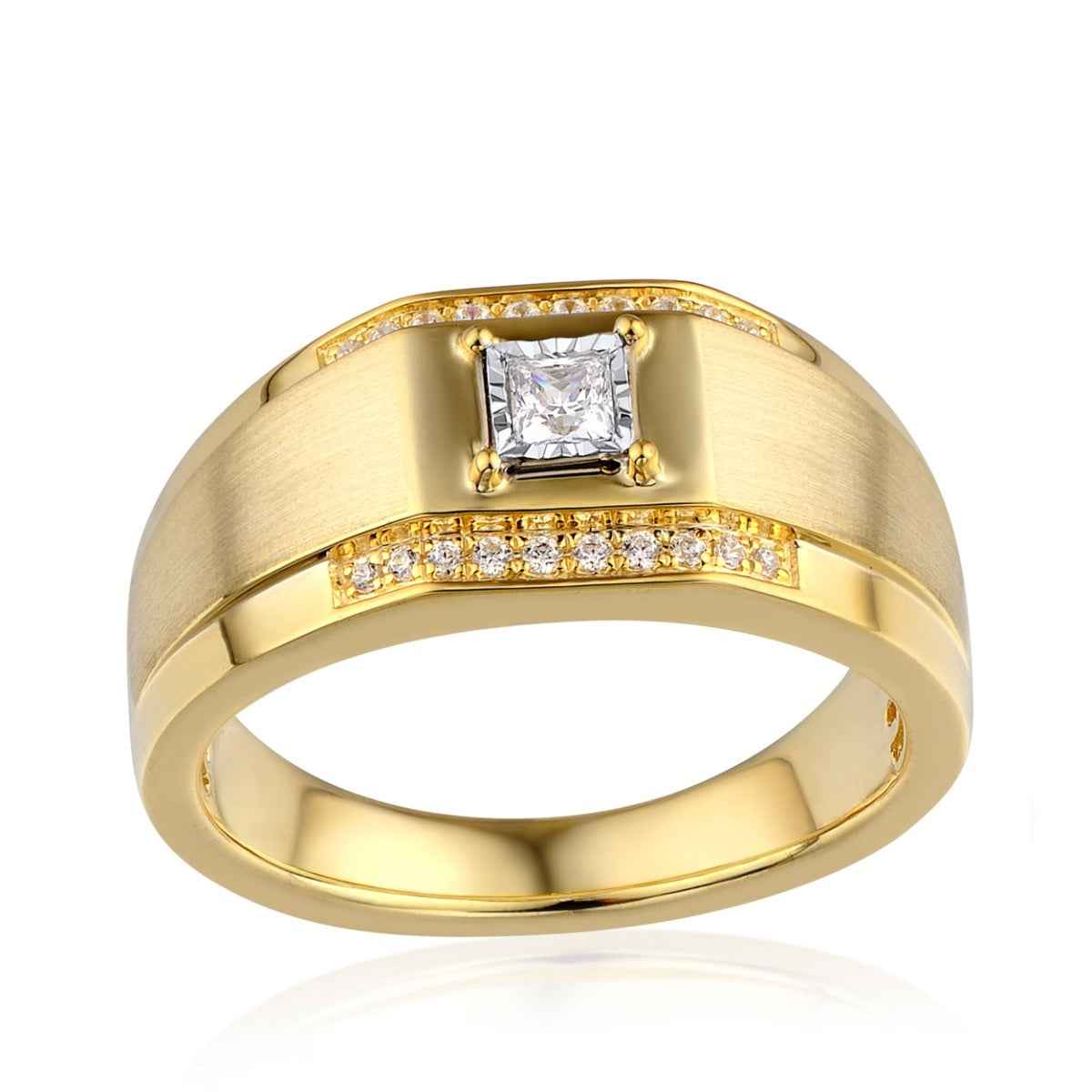 Men's 1/4 ct. tw. Princess Cut Diamond Ring in 10K White & Yellow Gold