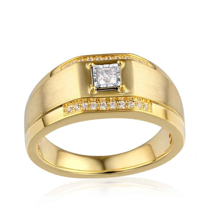 Men's 1/4 ct. tw. Princess Cut Diamond Ring in 10K White & Yellow Gold