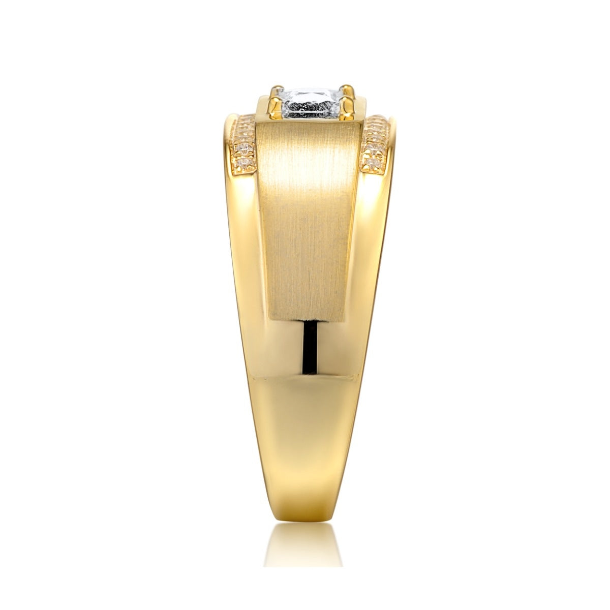 Men's 1/4 ct. tw. Princess Cut Diamond Ring in 10K White & Yellow Gold side profile