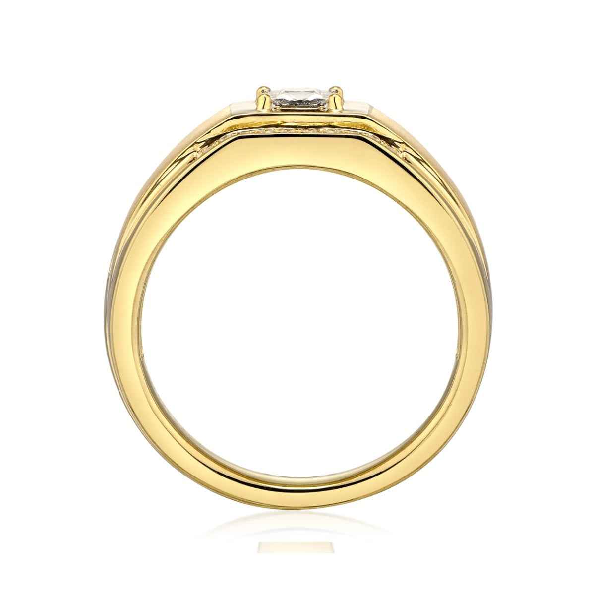 Men's 1/4 ct. tw. Princess Cut Diamond Ring in 10K White & Yellow Gold close-up detail