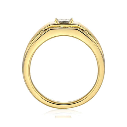 Men's 1/4 ct. tw. Princess Cut Diamond Ring in 10K White & Yellow Gold close-up detail