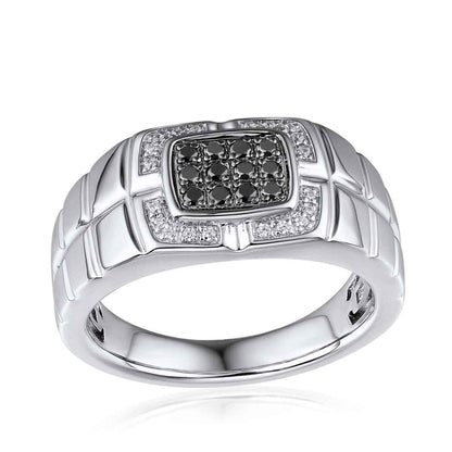 Men's 1/4 ct. tw. Treated Black & White Diamond Cluster Ring in Sterling Silver