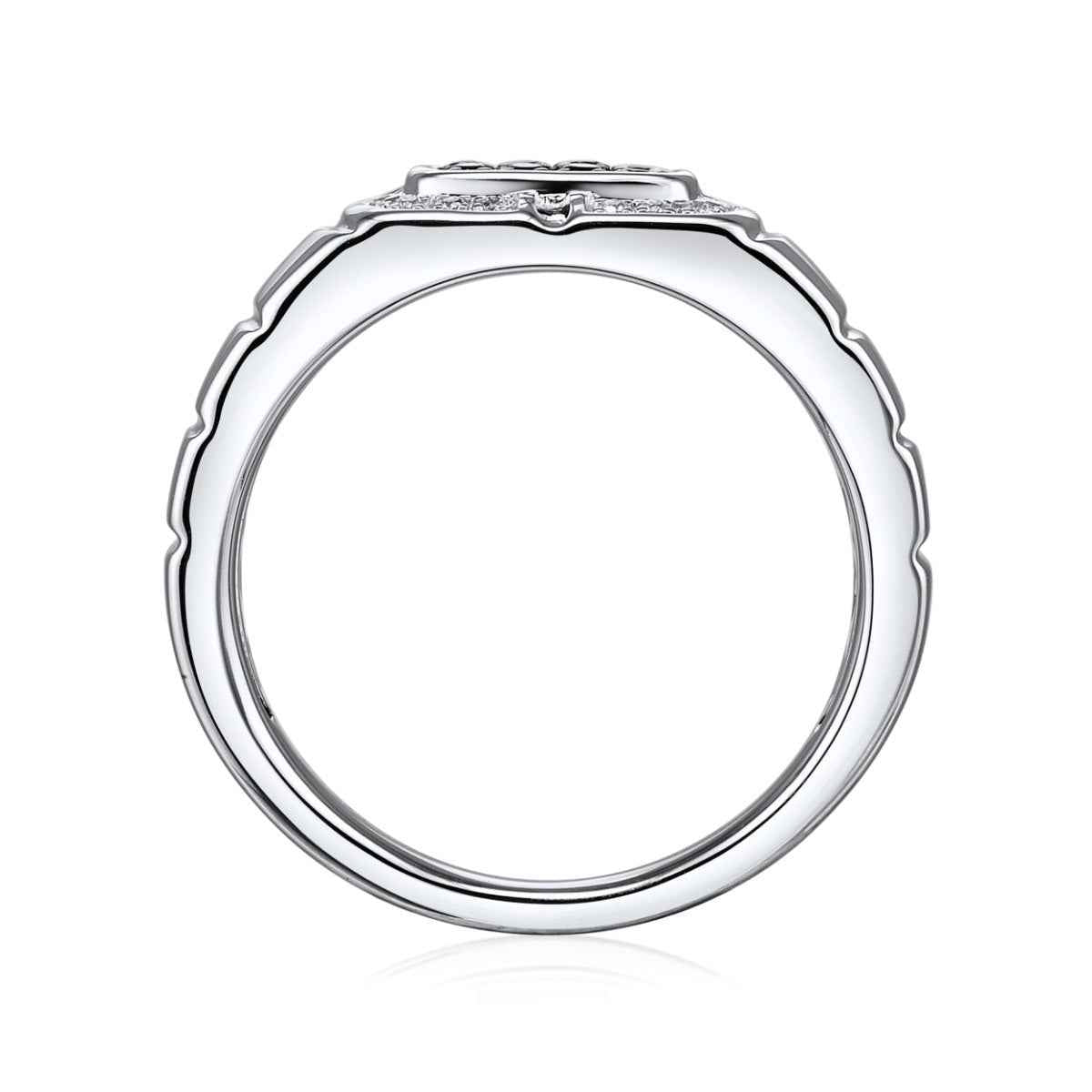 Men's 1/4 ct. tw. Treated Black & White Diamond Cluster Ring in Sterling Silver close-up detail