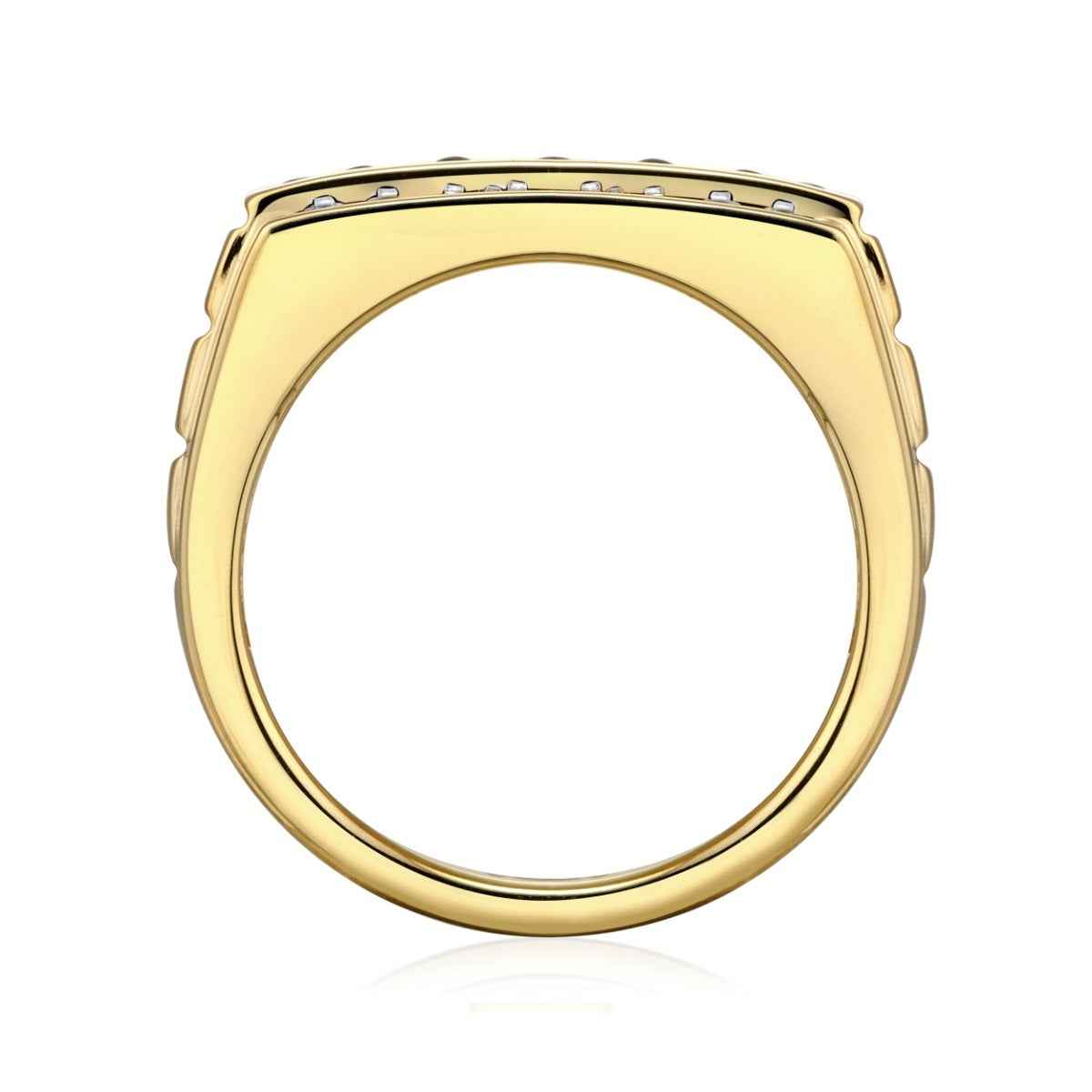 Mocha Men's 1-1/2 ct. tw. Mocha & White Multirow Diamond Ring in 10K White & Yellow Gold front view