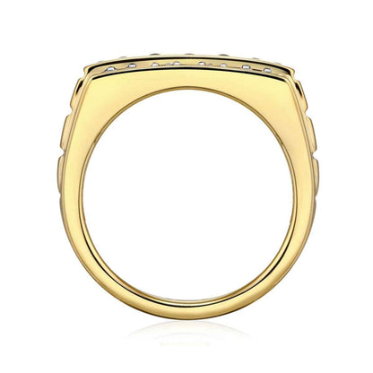 Mocha Men's 1-1/2 ct. tw. Mocha & White Multirow Diamond Ring in 10K White & Yellow Gold front view