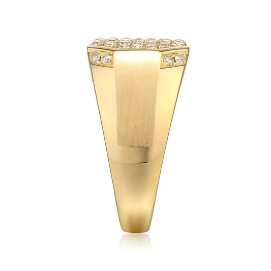 1 ct. tw. Men's Cluster Diamond Ring in 10K Yellow Gold side profile