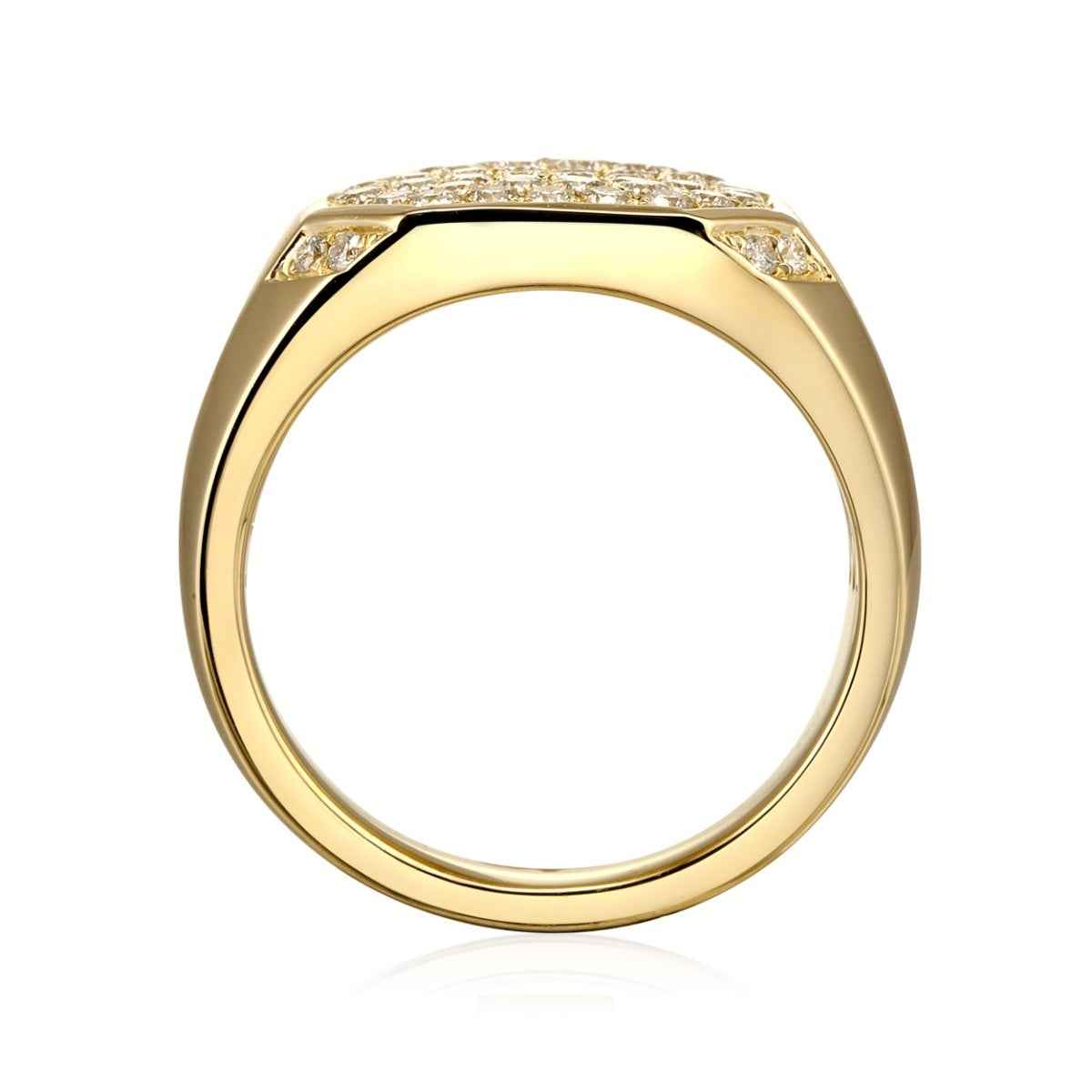 1 ct. tw. Men's Cluster Diamond Ring in 10K Yellow Gold close-up detail