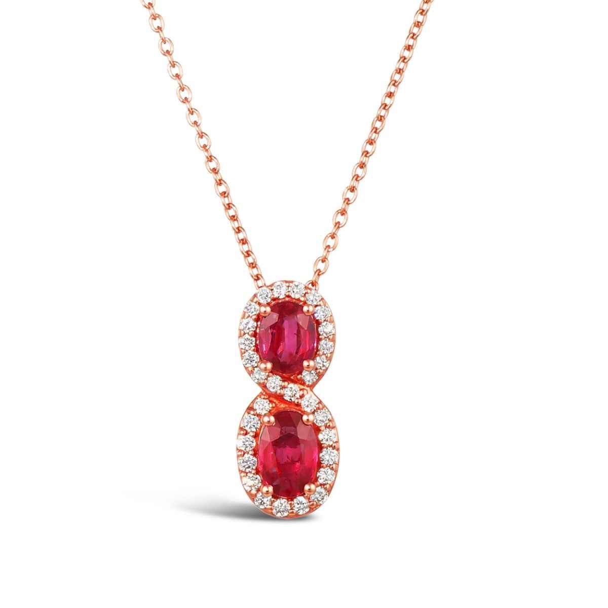 Le Vian Oval Passion Ruby & 1/5 ct. tw. Vanilla Diamond Halo Pendant in 14K Strawberry Gold