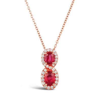 Le Vian Oval Passion Ruby & 1/5 ct. tw. Vanilla Diamond Halo Pendant in 14K Strawberry Gold