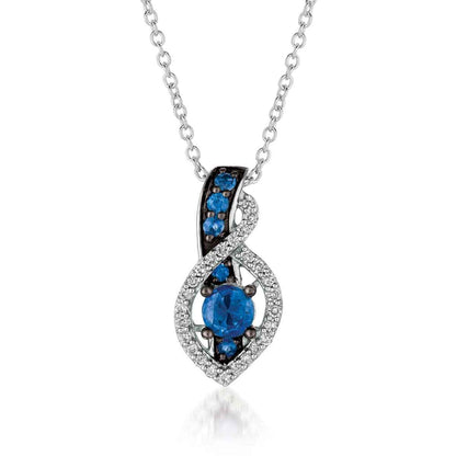 Le Vian Blueberry Sapphire & 1/10 ct. tw. Vanilla Diamond Halo Twist Pendant in 14K Vanilla Gold