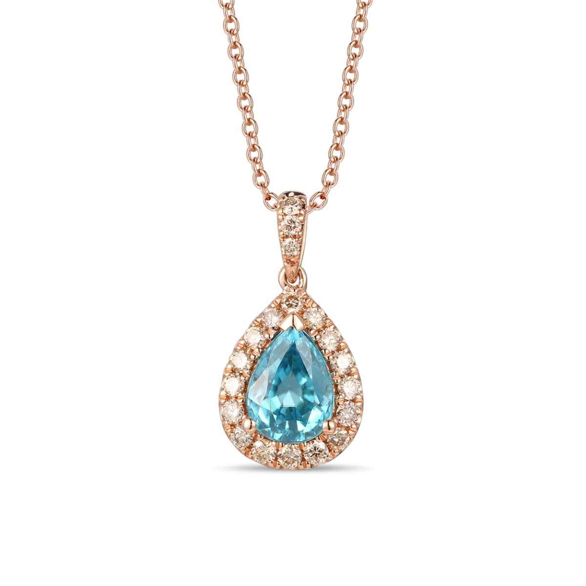 Le Vian Pear Blueberry Zircon & 1/3 ct. tw. Nude Diamond Halo Pendant in 14K Strawberry Gold