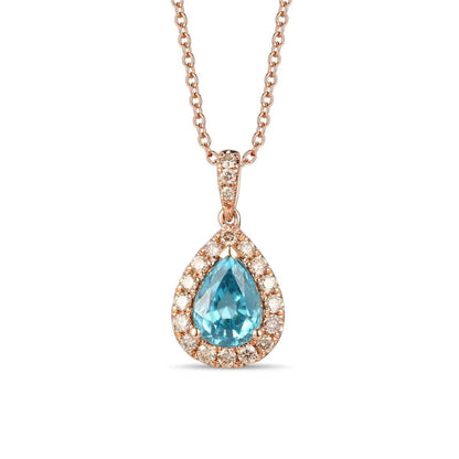 Le Vian Pear Blueberry Zircon & 1/3 ct. tw. Nude Diamond Halo Pendant in 14K Strawberry Gold