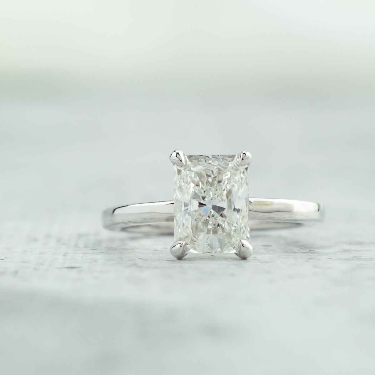 Adamante 2 ct. tw. Lab-Grown Radiant Cut Diamond Solitaire Engagement Ring in 14K White Gold close-up detail
