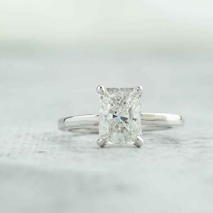 Adamante 2 ct. tw. Lab-Grown Radiant Cut Diamond Solitaire Engagement Ring in 14K White Gold close-up detail