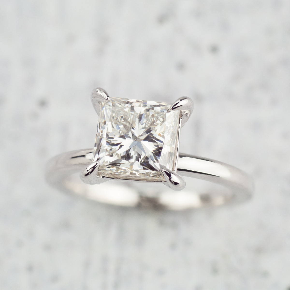 Adamante 2-1/2 ct. tw. Lab-Grown Princess Cut Diamond Solitaire Engagement Ring in 14K White Gold side profile