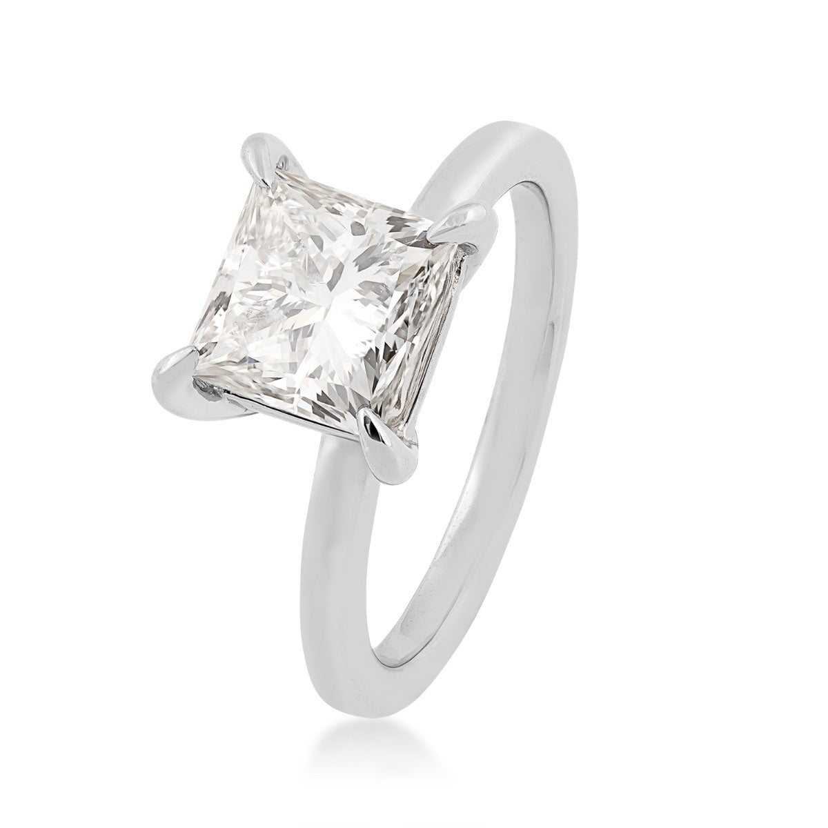 Adamante 2-1/2 ct. tw. Lab-Grown Princess Cut Diamond Solitaire Engagement Ring in 14K White Gold front view