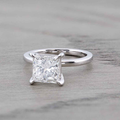 Adamante 3 ct. tw. Lab-Grown Princess Cut Diamond Solitaire Engagement Ring in 14K White Gold close-up detail