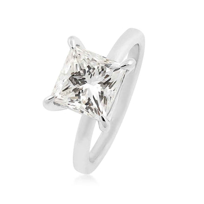 Adamante 3 ct. tw. Lab-Grown Princess Cut Diamond Solitaire Engagement Ring in 14K White Gold front view