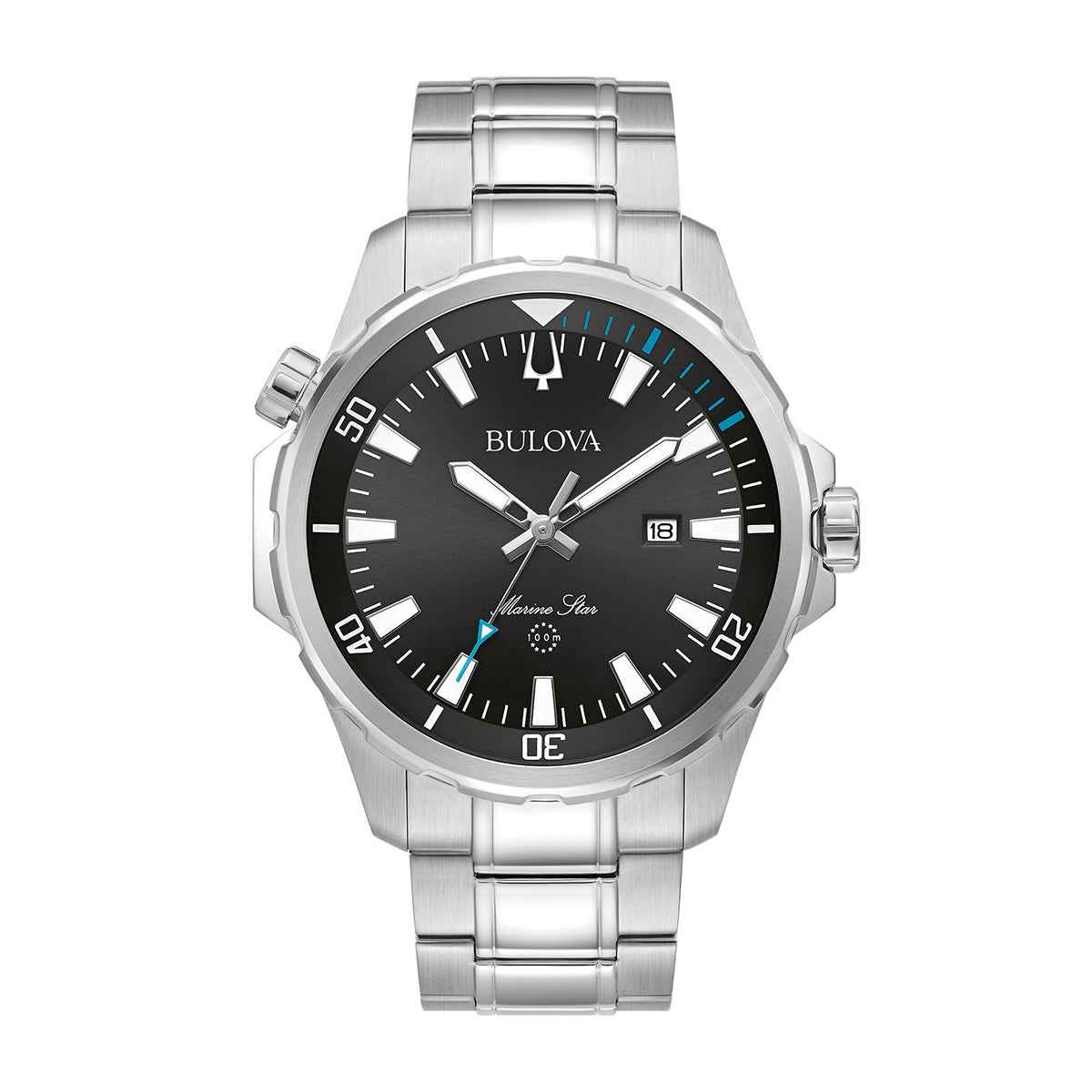Bulova Men's Marine Star Stainless Steel Watch with Black Dial