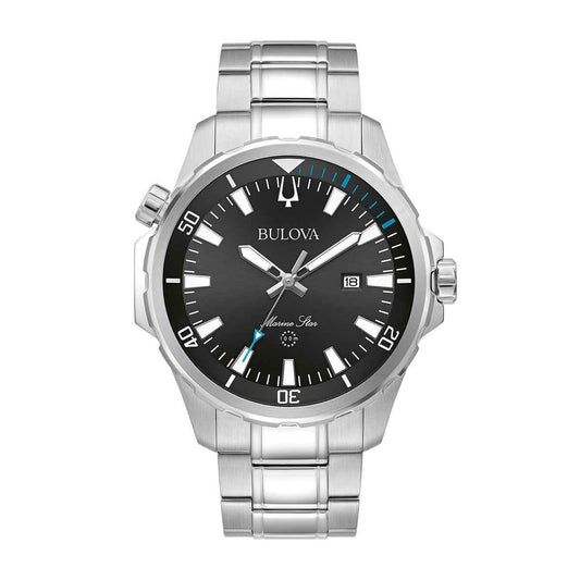 Bulova Men's Marine Star Stainless Steel Watch with Black Dial