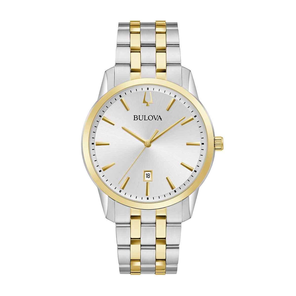 Bulova Men's Sutton Two-Tone Stainless Steel Watch with Silver White Dial