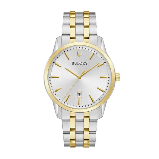 Bulova Men's Sutton Two-Tone Stainless Steel Watch with Silver White Dial