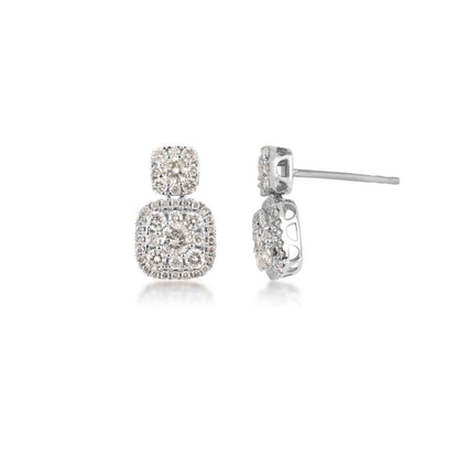 Fairytale Diamonds 1 ct. tw. Diamond Cushion-Shape Cluster Drop Earrings in 10K White Gold