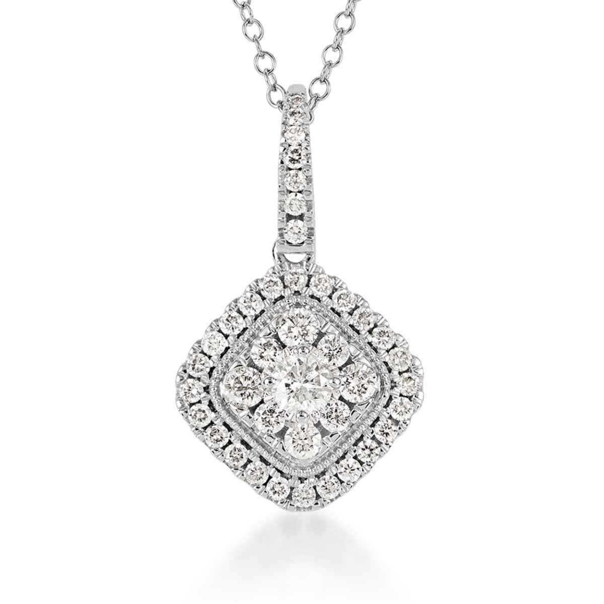 Fairytale Diamonds 1 ct. tw. Diamond Cushion-Shape Cluster Pendant in 10K White Gold