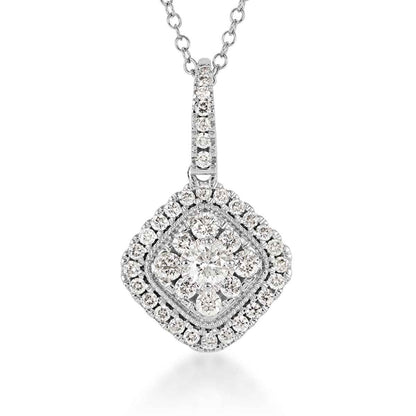 Fairytale Diamonds 1 ct. tw. Diamond Cushion-Shape Cluster Pendant in 10K White Gold
