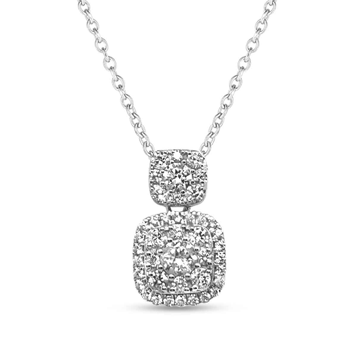 Fairytale Diamonds 3/4 ct. tw. Diamond Double Cluster Pendant in 10K White Gold