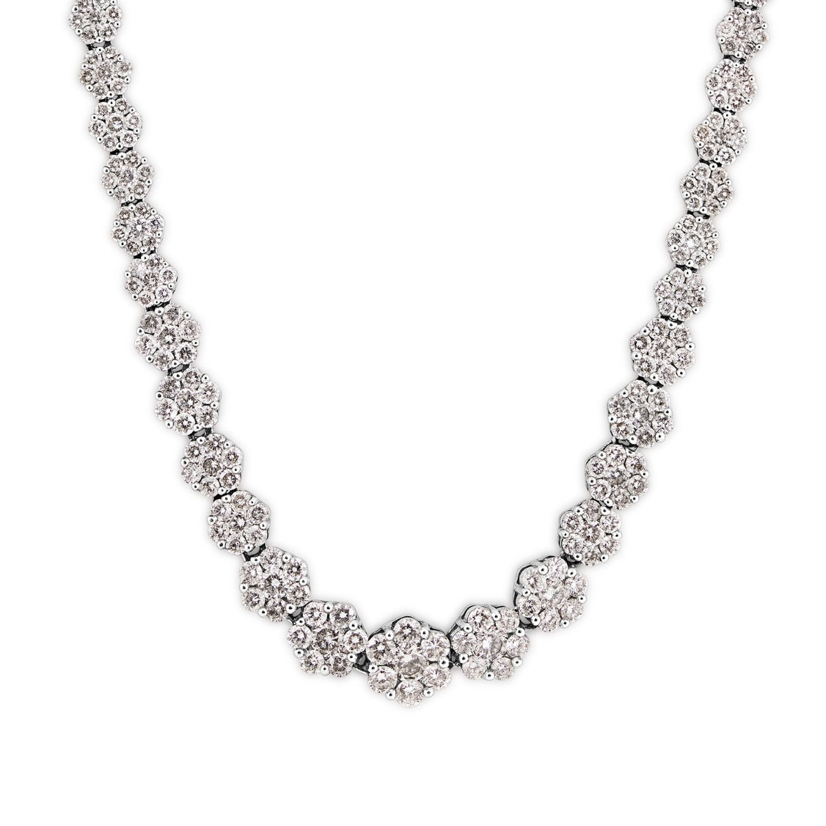 8 ct. tw. Diamond Flower Cluster Necklace in 14K White Gold