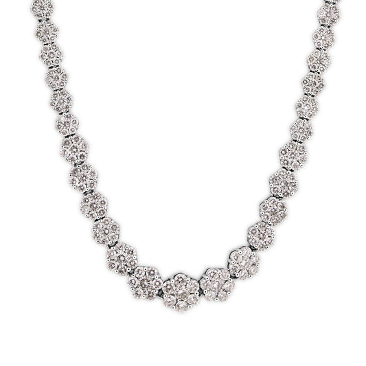 8 ct. tw. Diamond Flower Cluster Necklace in 14K White Gold