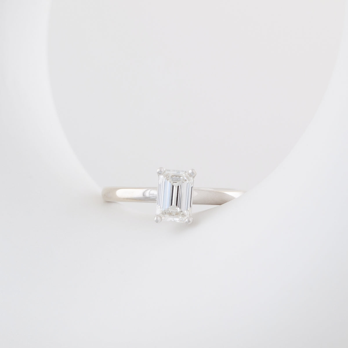 Adamante 1 ct. tw. Lab-Grown Emerald Cut Diamond Solitaire Engagement Ring in 14K White Gold close-up detail